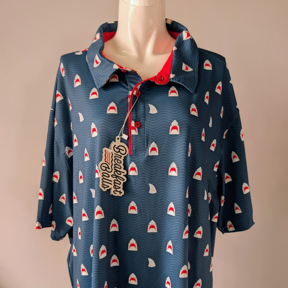 Breakfast Balls RSVLTS Chomp Jaws Shark All-Day Polo Size 3XL - Picture 2 of 8